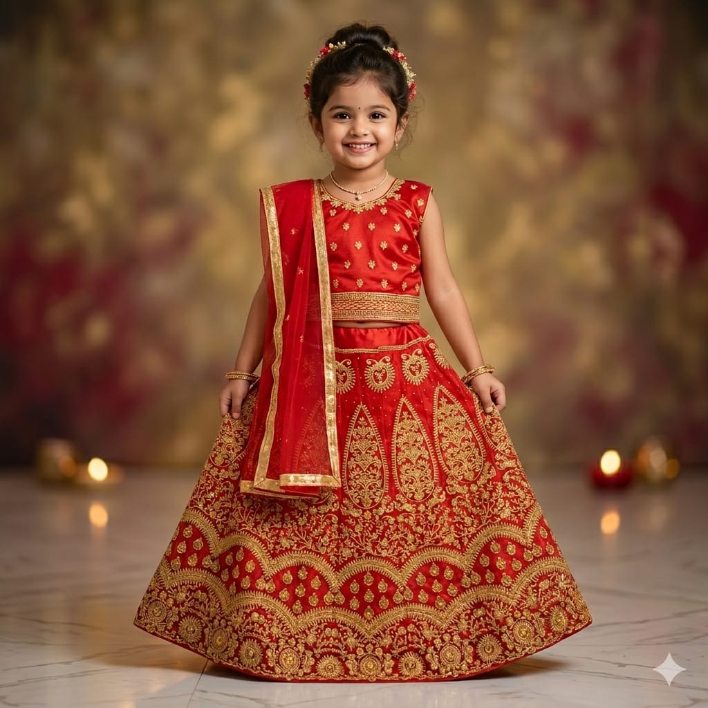 Red Colour baby Lehenga